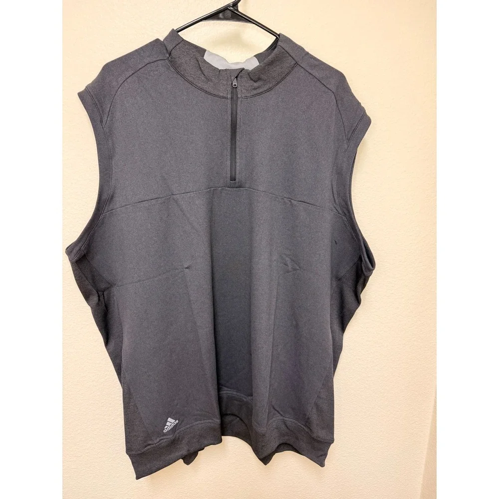 Adidas Golf Vest Mens XXL Black Sleeveless 1/4 Zip Performance NWT